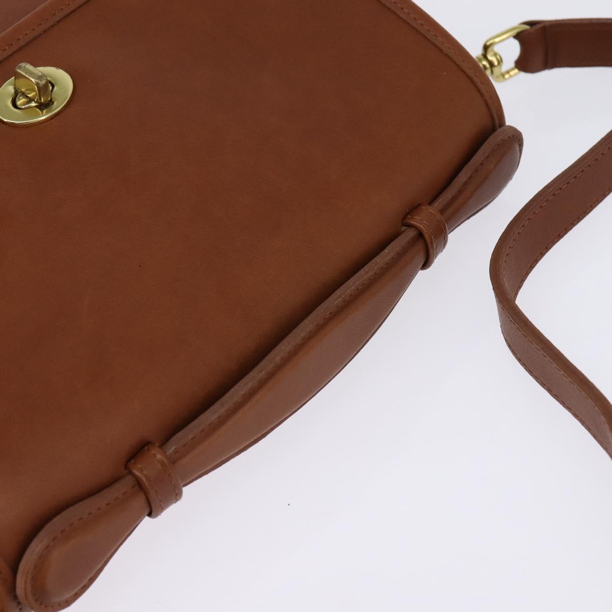 Coach Hand Bag Leather 2way Brown Gold Auth am9144