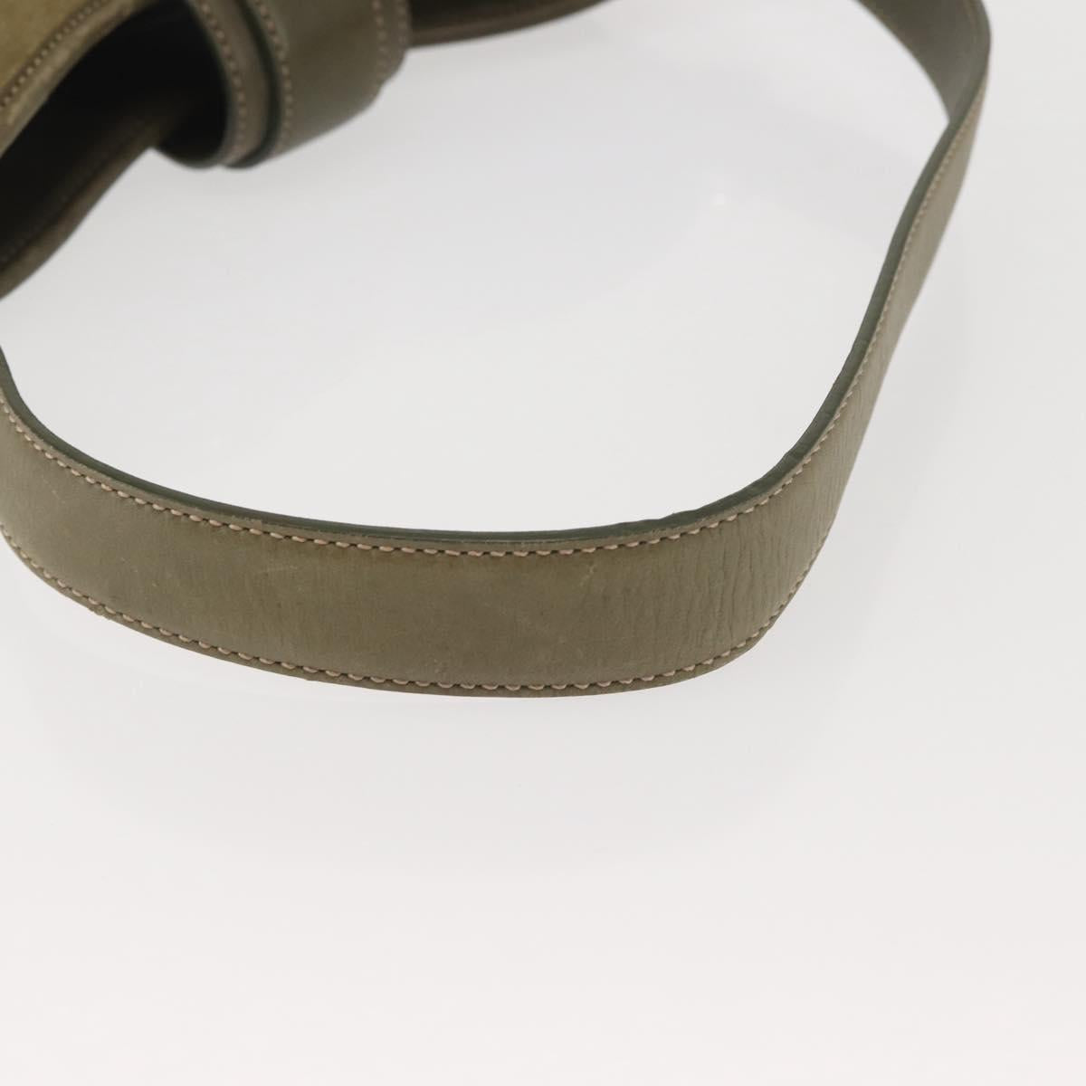 Coach Shoulder Bag Suede Leather Khaki Silver Auth am9145