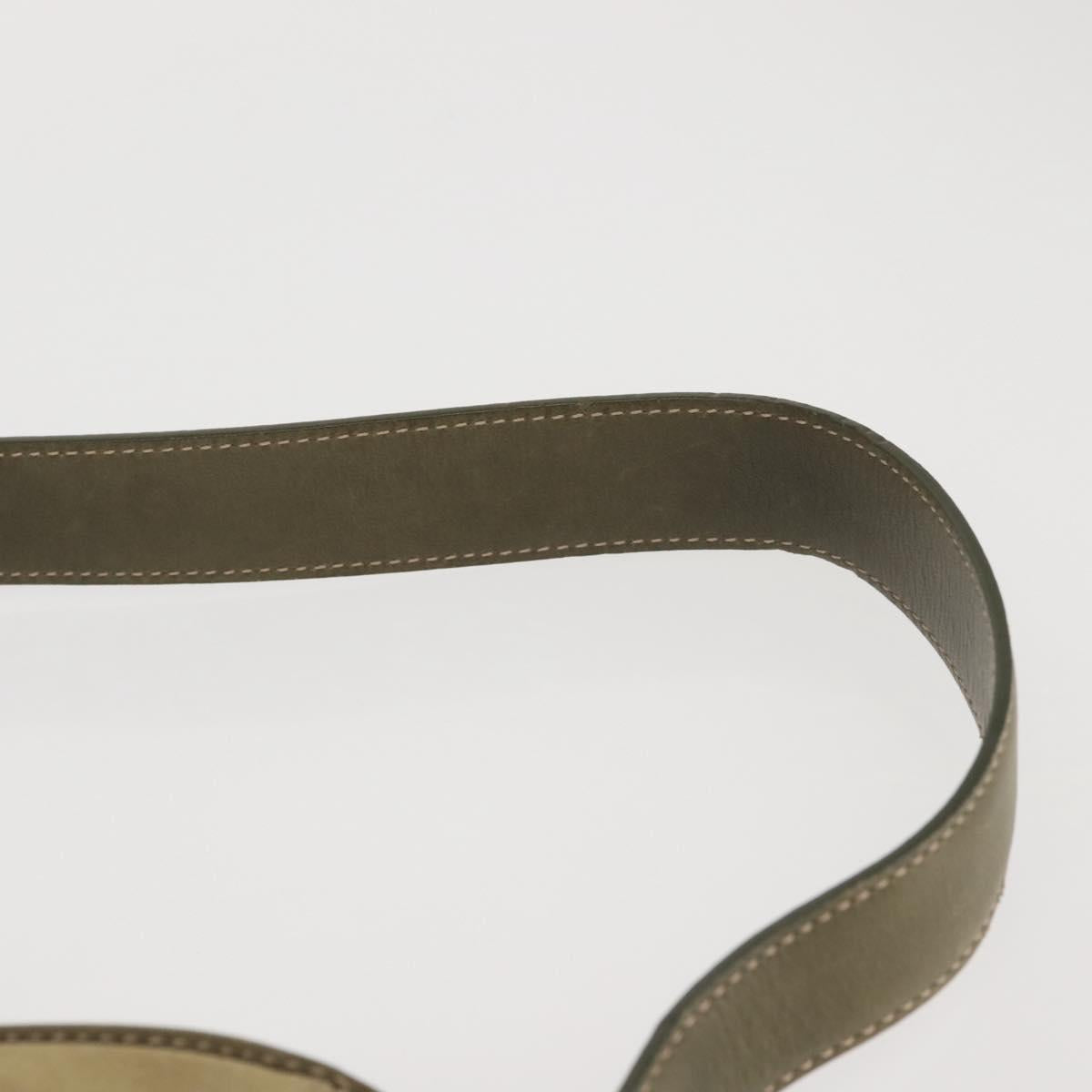 Coach Shoulder Bag Suede Leather Khaki Silver Auth am9145