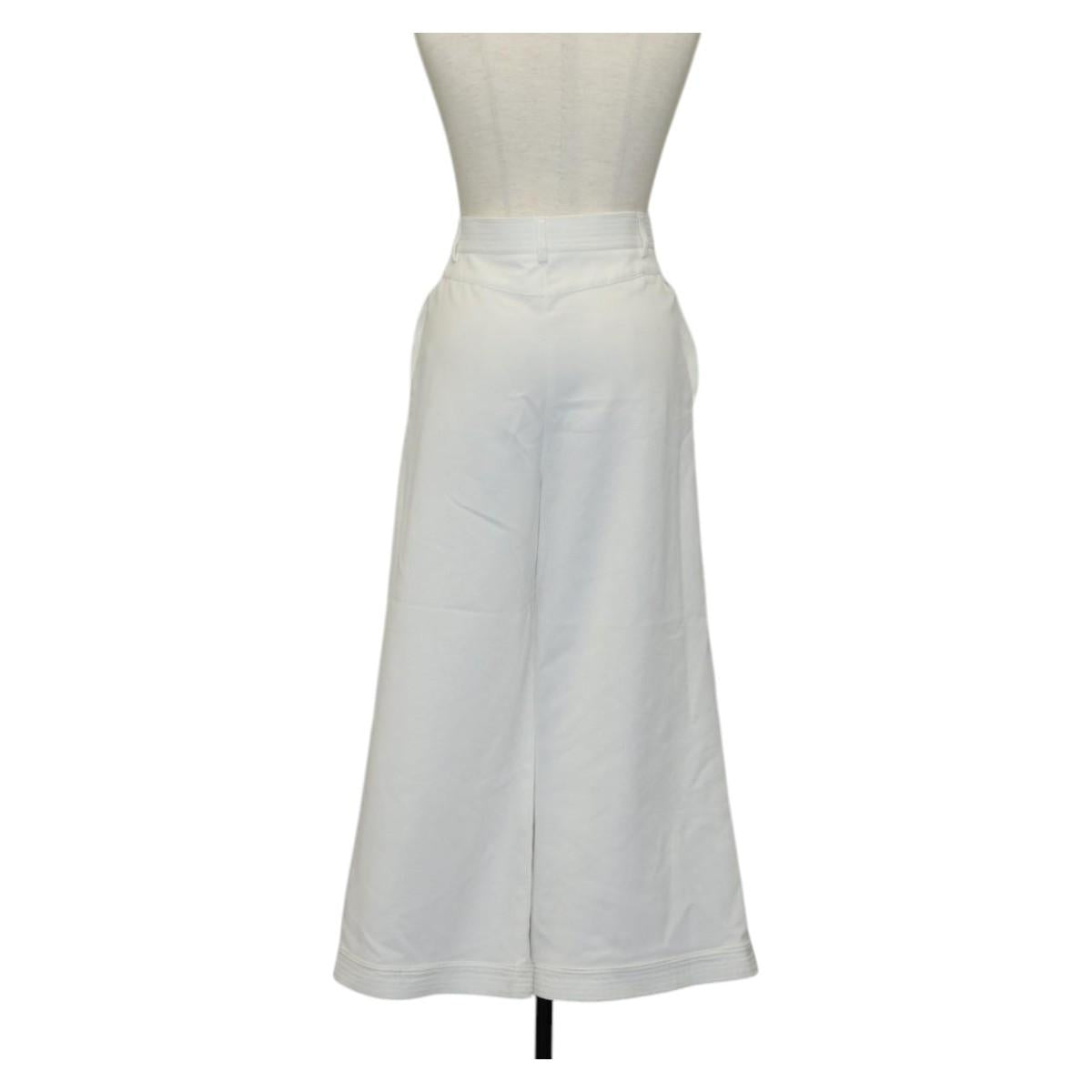 CHANEL Bottoms Pants Nylon White CC Auth am9147M