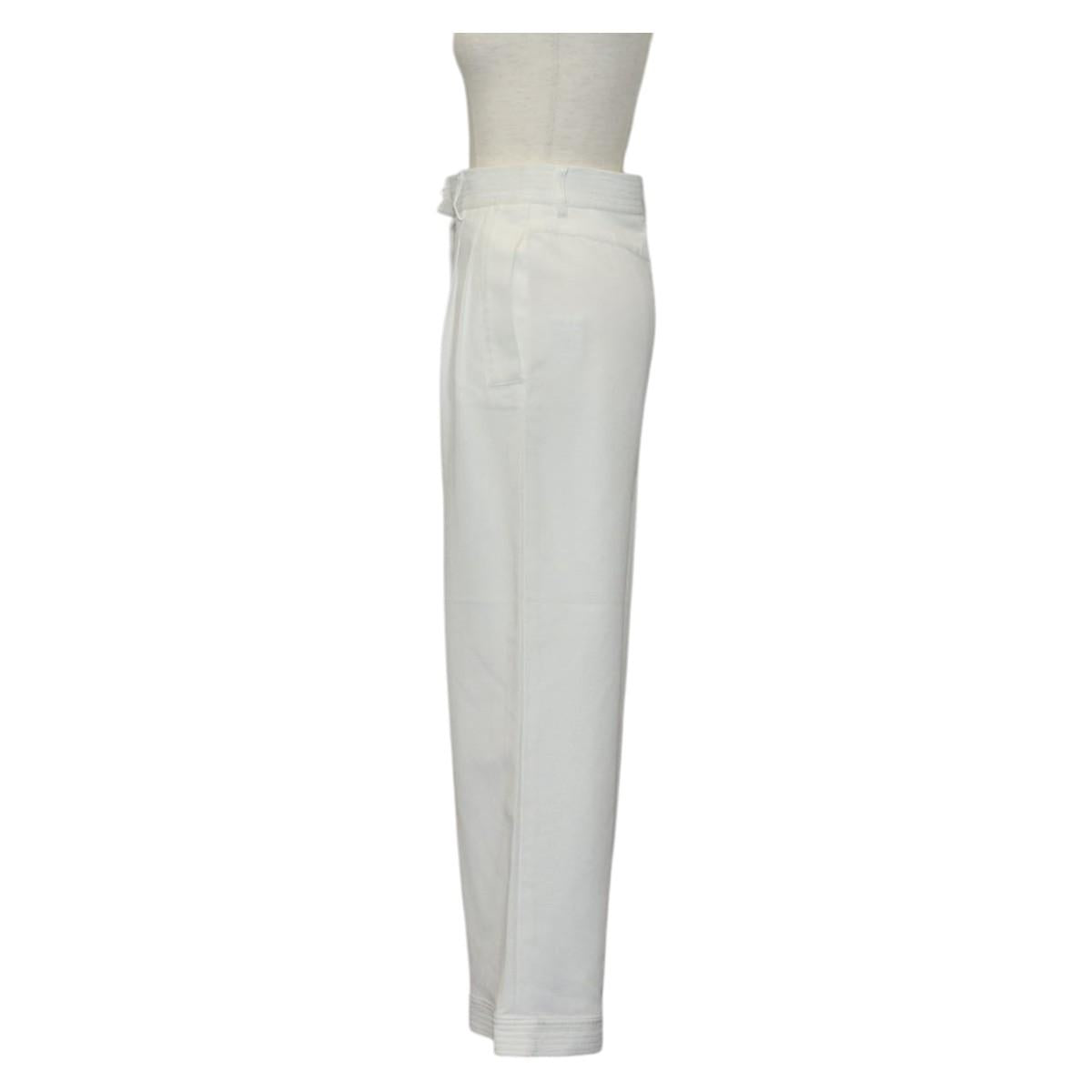 CHANEL Bottoms Pants Nylon White CC Auth am9147M