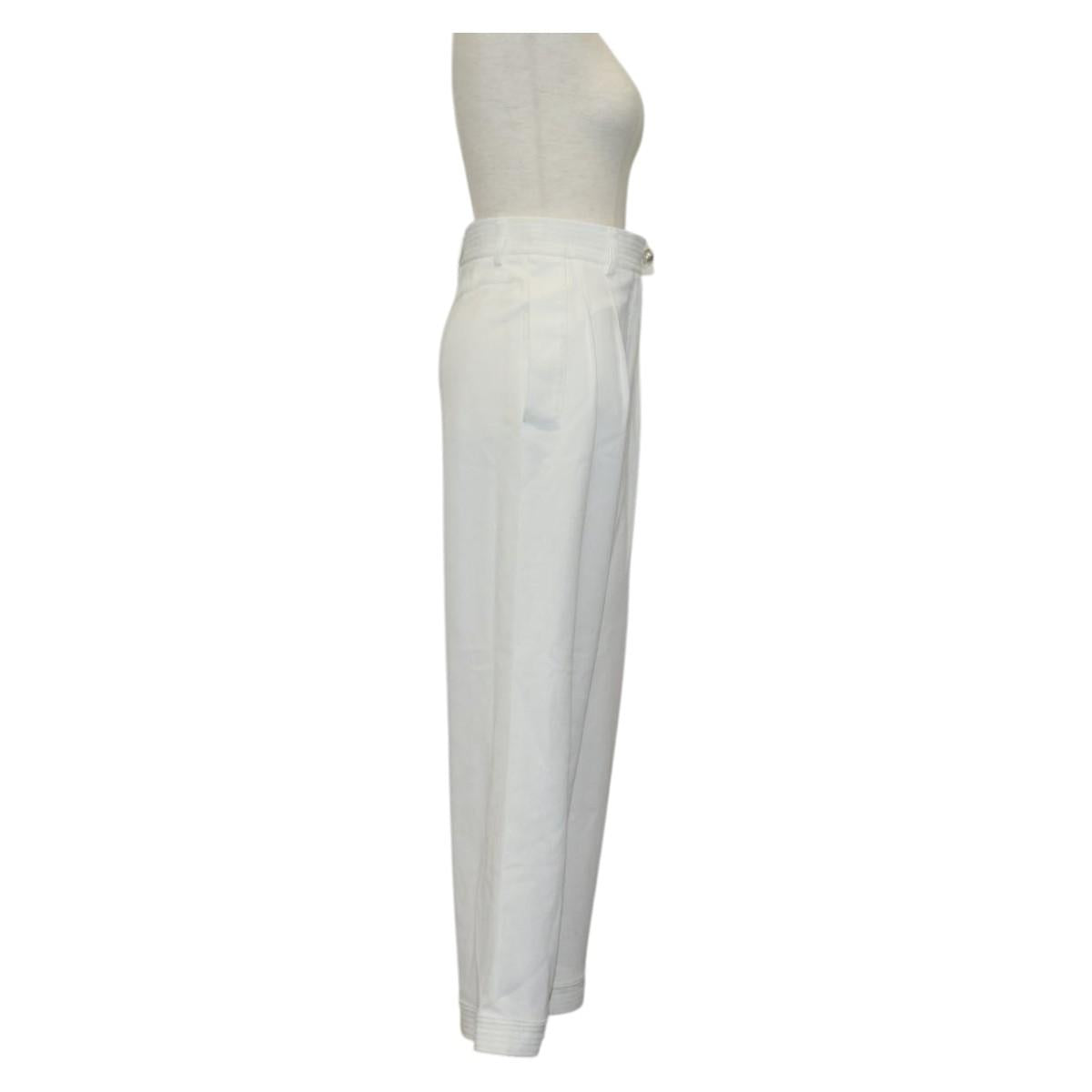 CHANEL Bottoms Pants Nylon White CC Auth am9147M