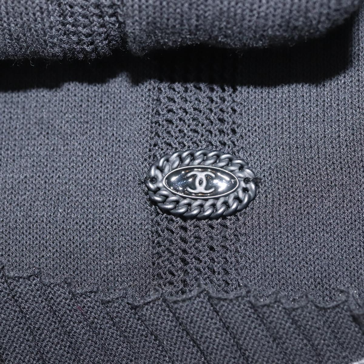 CHANEL One Piece Cotton Black CC Auth am9148