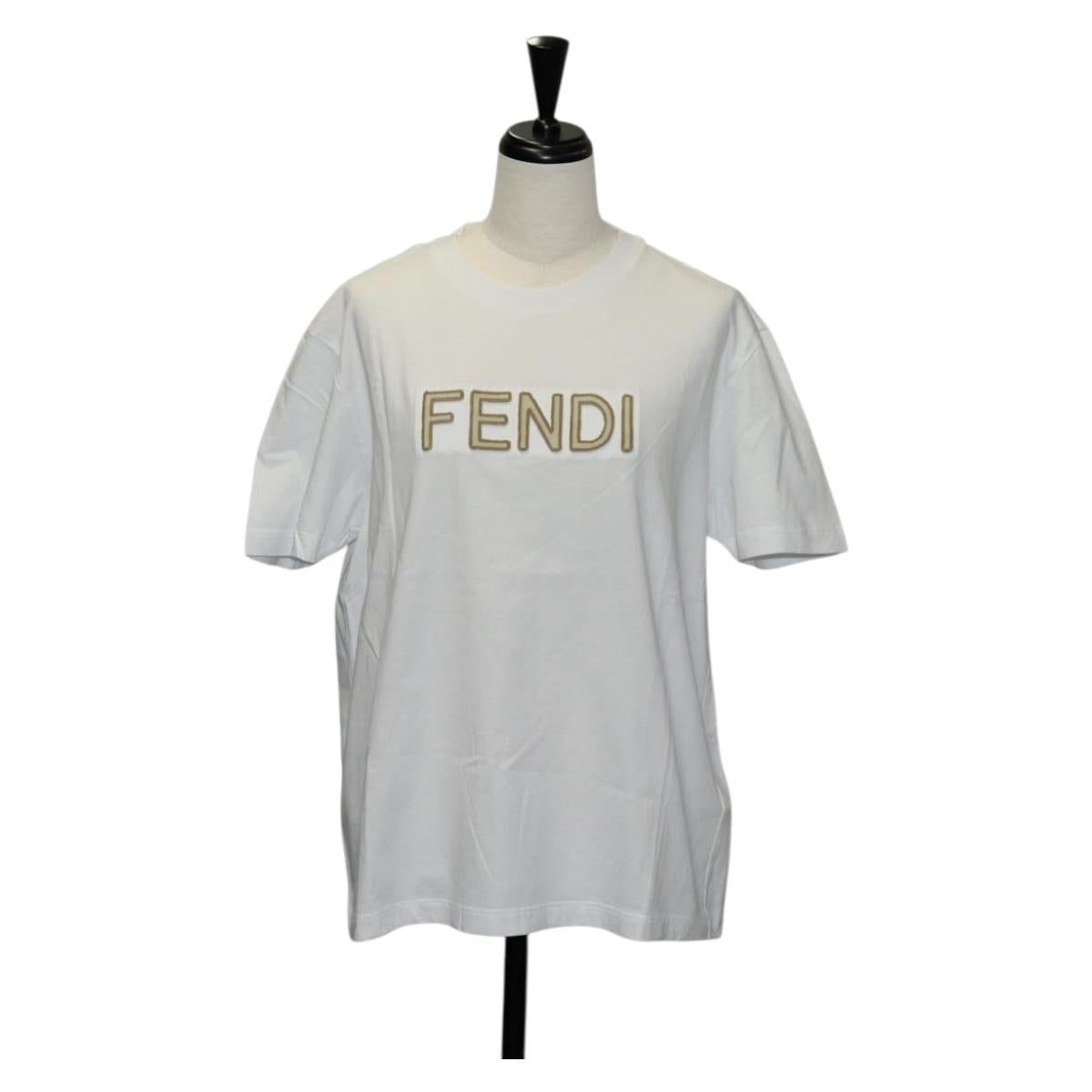 FENDI Short Sleeve Shirt Cotton White Auth am9149M