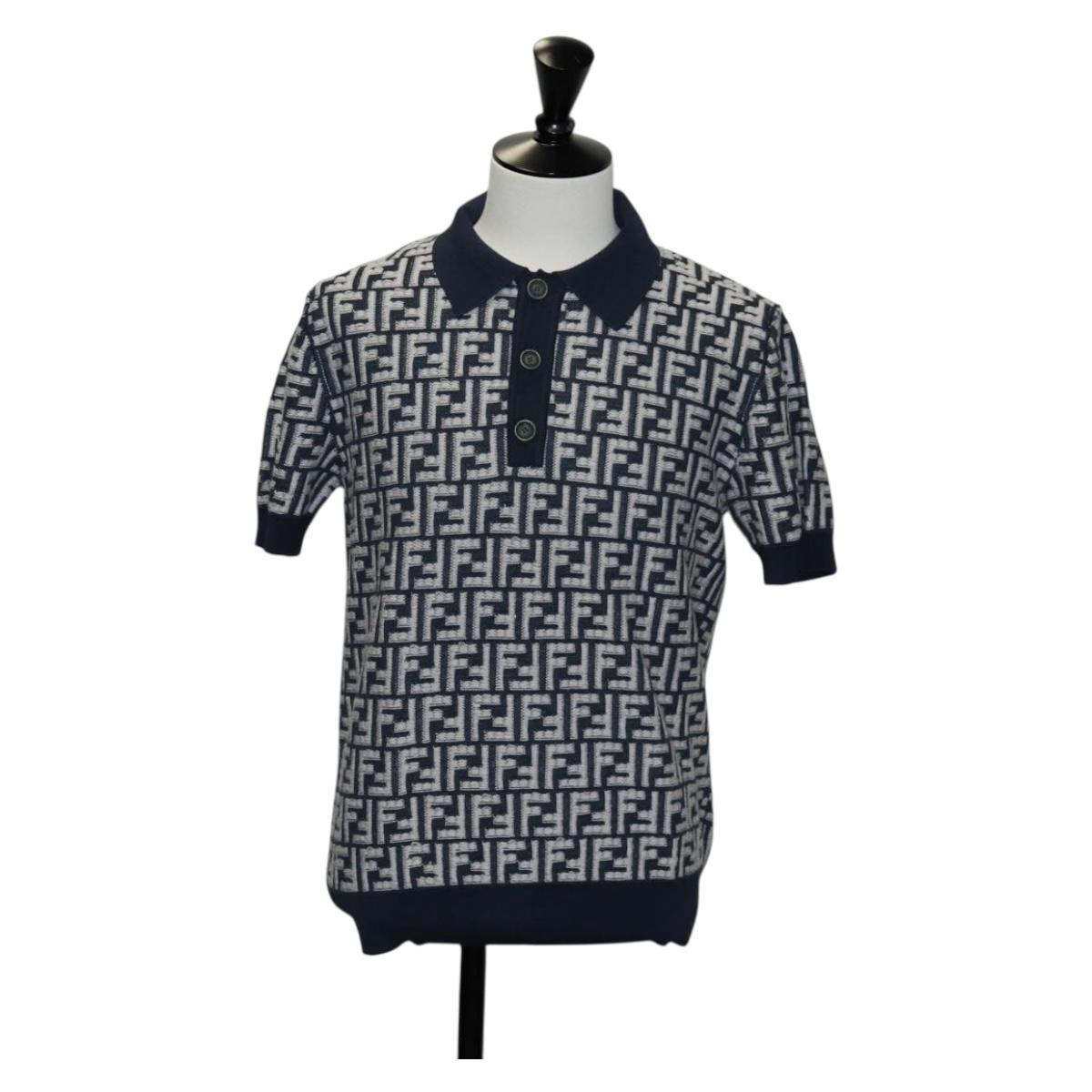 FENDI Polo Shirt Wool Navy Auth am9150M