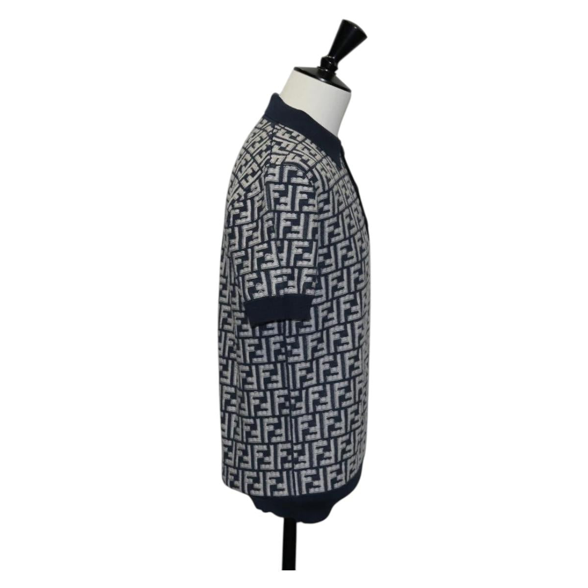 FENDI Polo Shirt Wool Navy Auth am9150M