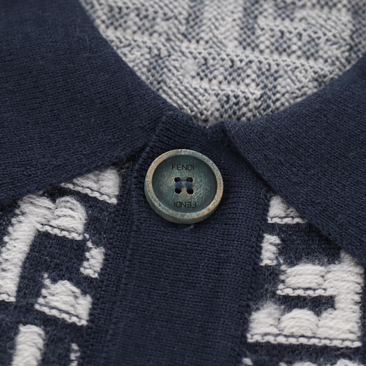 FENDI Polo Shirt Wool Navy Auth am9150M