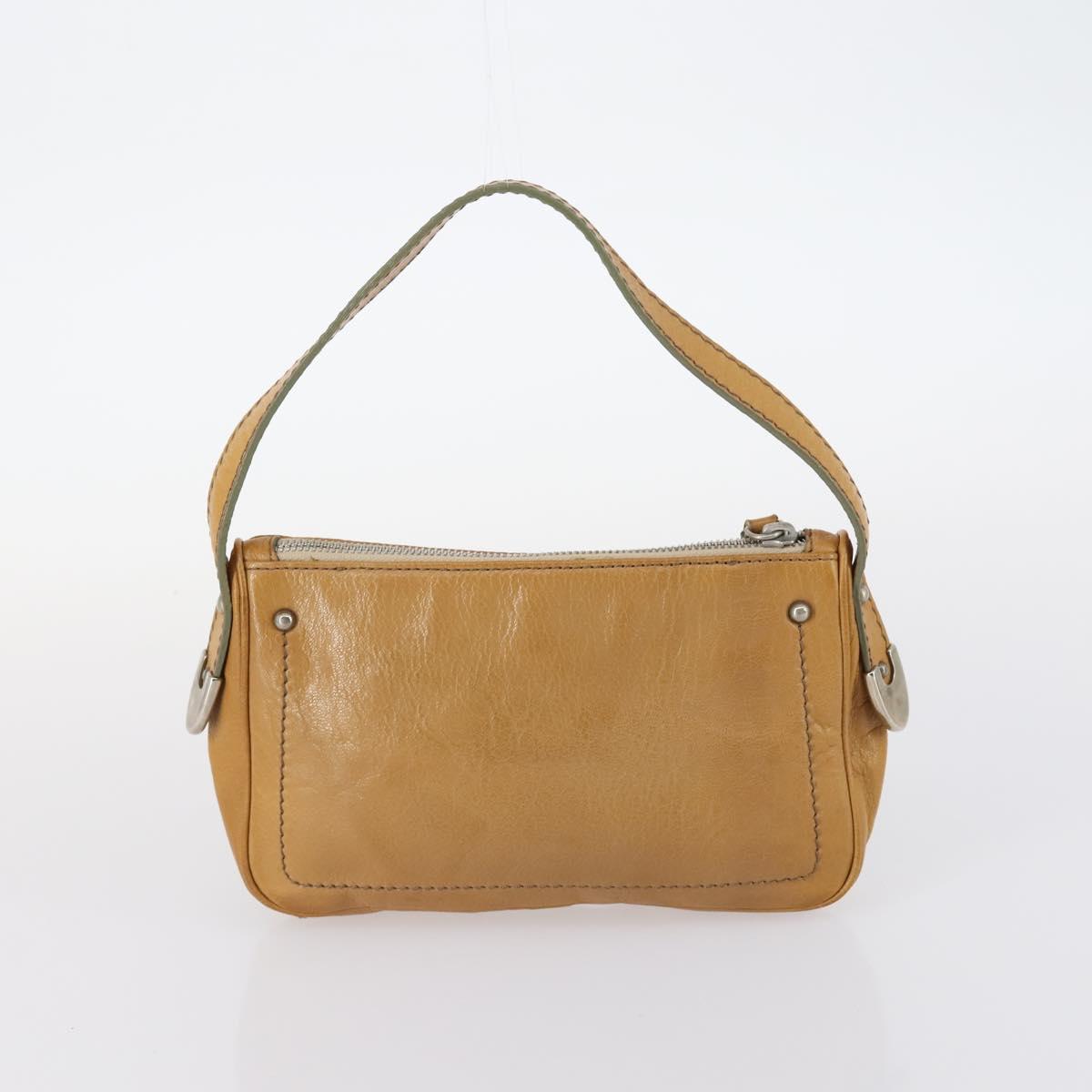 BALLY Hand Bag Canvas Leather 2Set Beige White Auth am9153