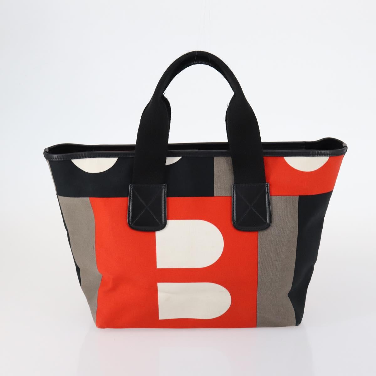 BALLY Hand Bag Canvas Leather 2Set Beige White Auth am9153