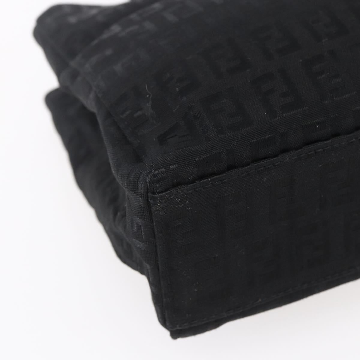 FENDI Zucchino Canvas Hand Bag Black Silver Auth am9157