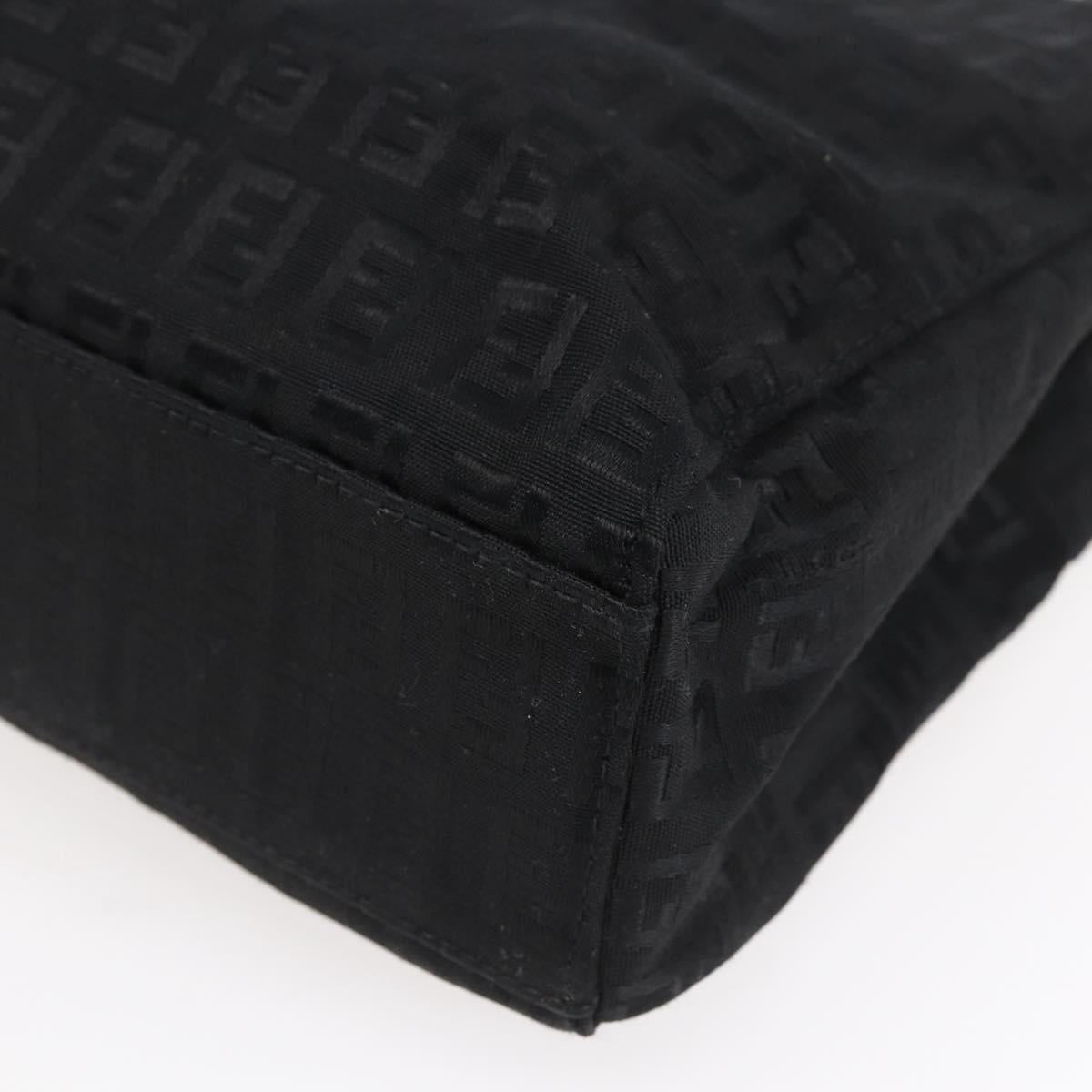 FENDI Zucchino Canvas Hand Bag Black Silver Auth am9157