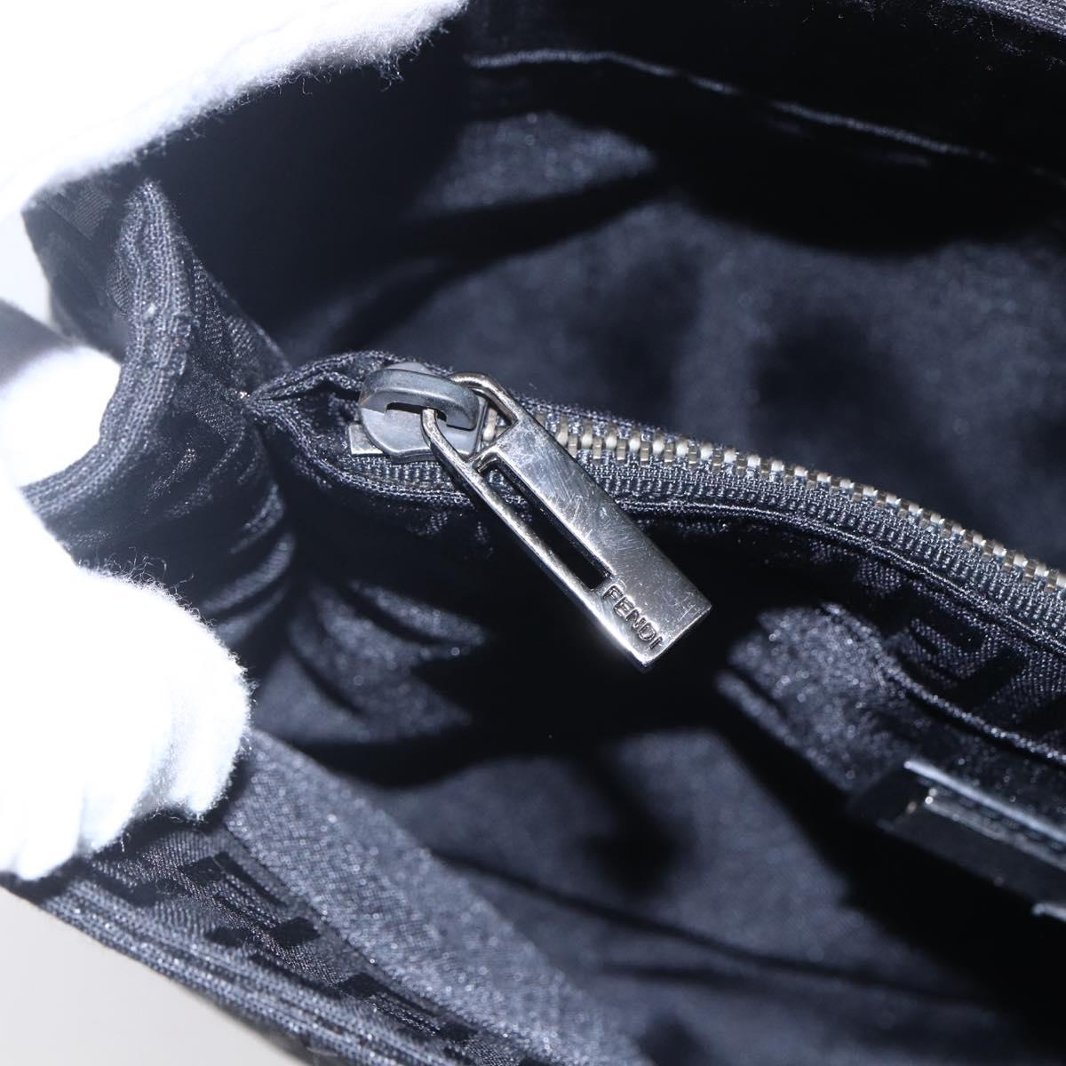 FENDI Zucchino Canvas Hand Bag Black Silver Auth am9157