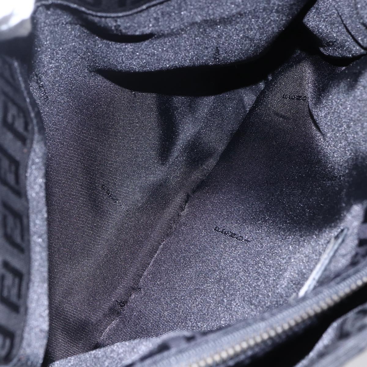 FENDI Zucchino Canvas Hand Bag Black Silver Auth am9157