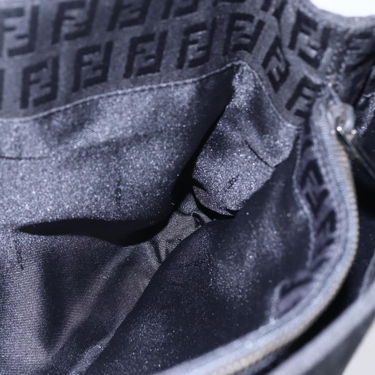 FENDI Zucchino Canvas Hand Bag Black Silver Auth am9157