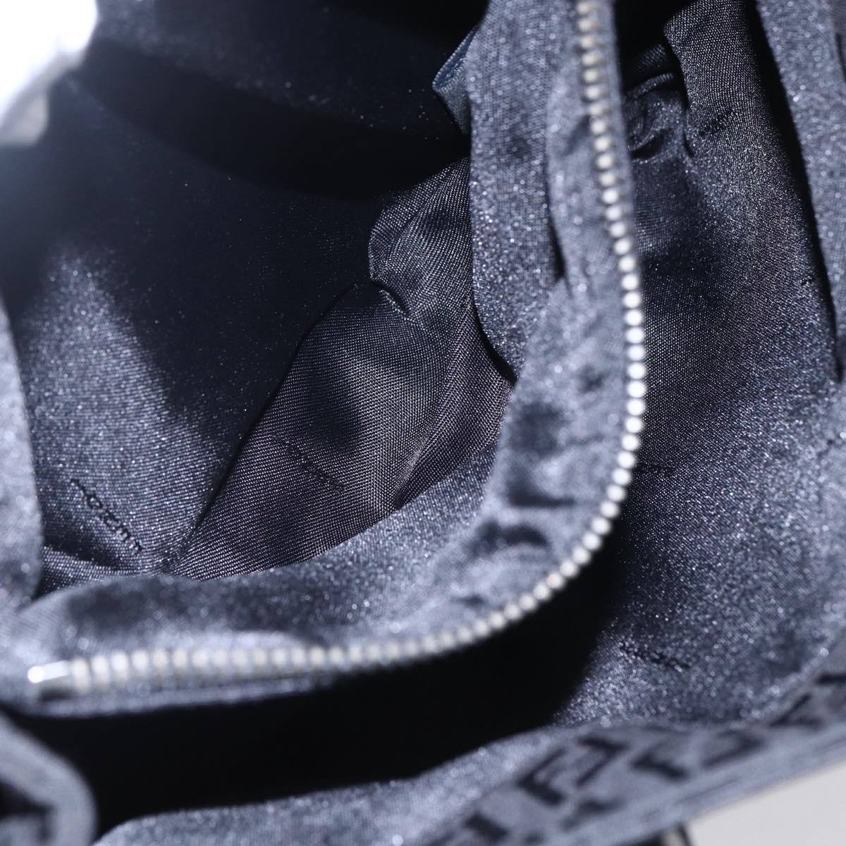 FENDI Zucchino Canvas Hand Bag Black Silver Auth am9157