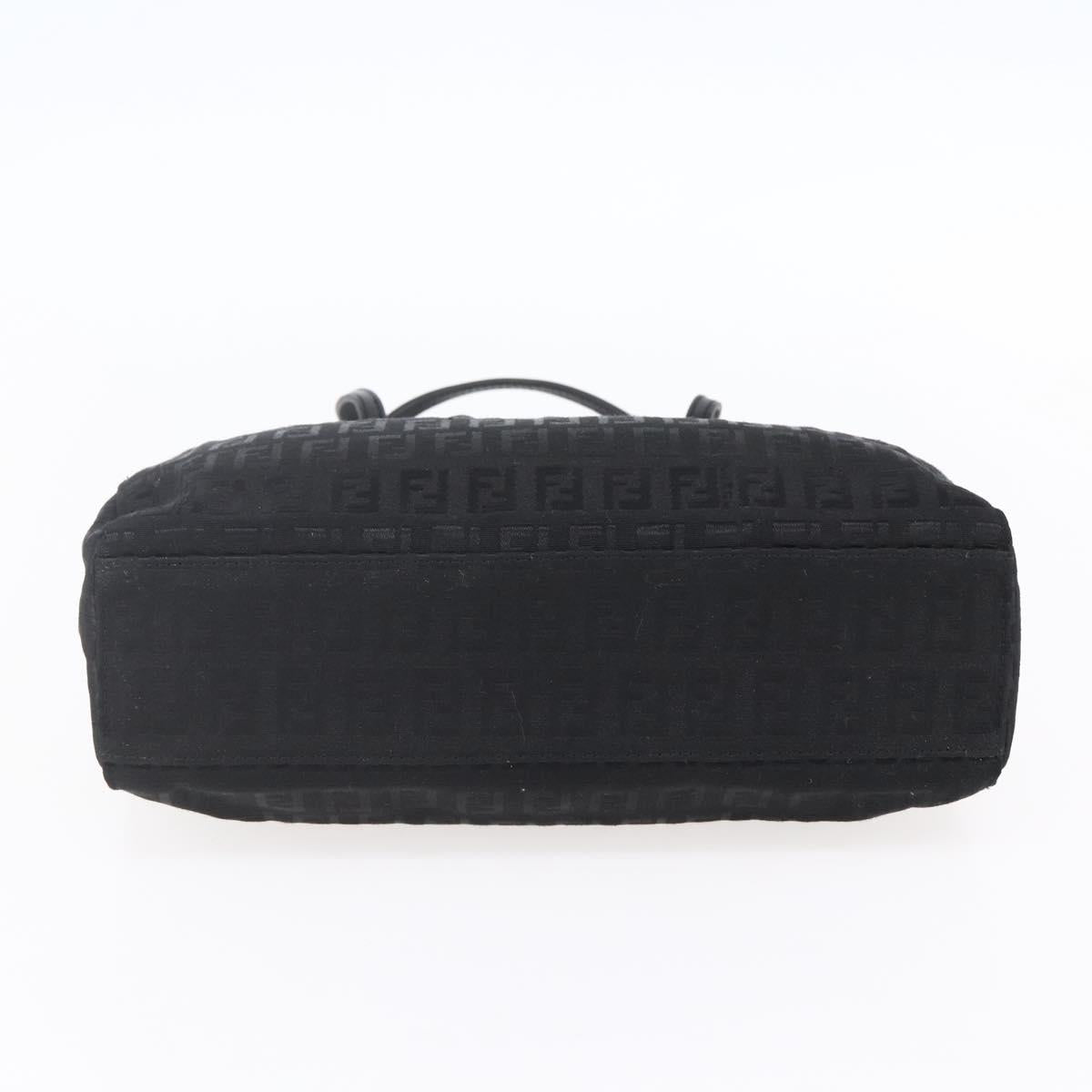 FENDI Zucchino Canvas Hand Bag Black Silver Auth am9157
