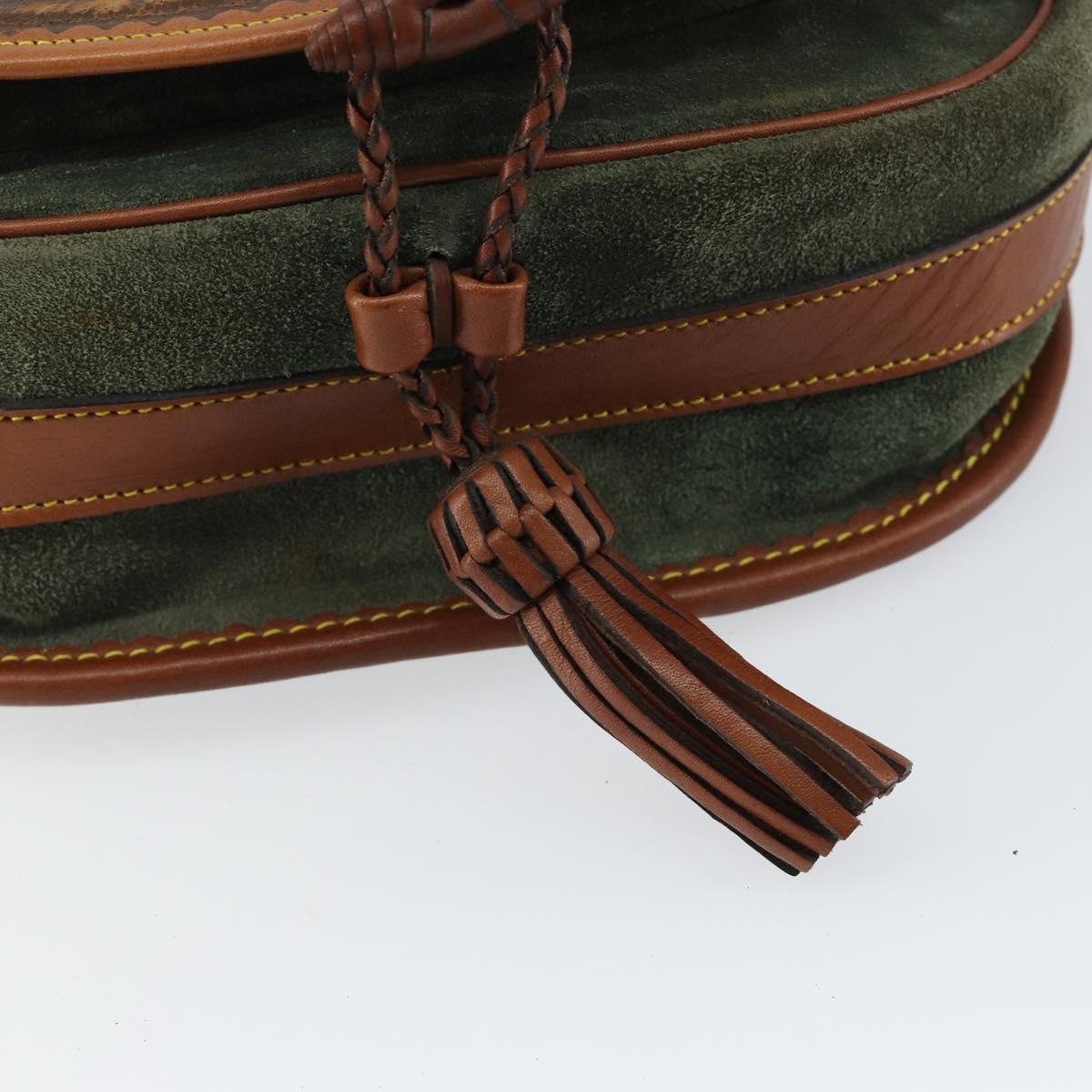 LOEWE Shoulder Bag Leather Brown Gold Auth am9169