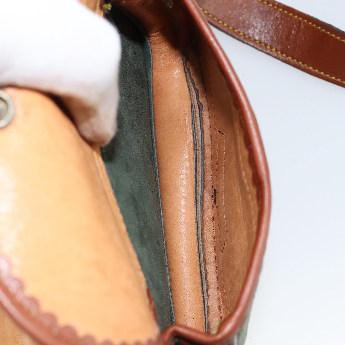 LOEWE Shoulder Bag Leather Brown Gold Auth am9169