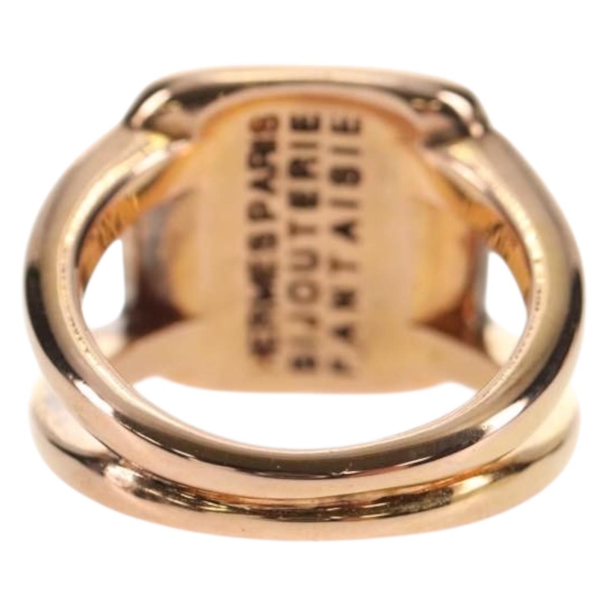 HERMES Corozo Ring metal Gold Auth am9175V