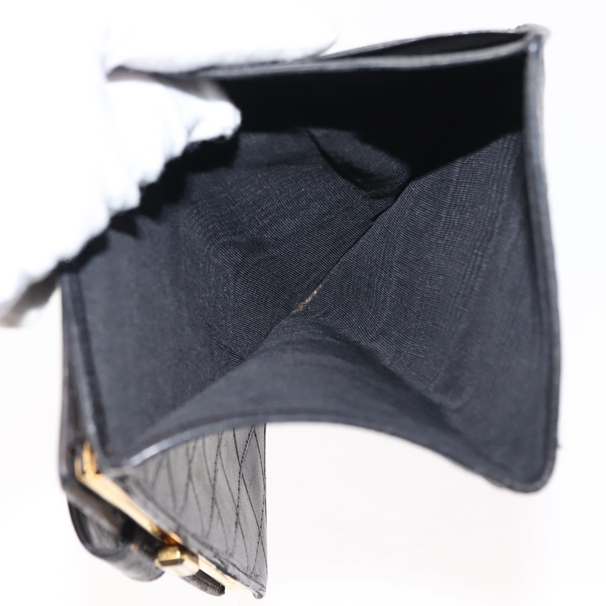 CHANEL Bicolore Long Wallet Lamb Skin Black Gold CC Auth am9177