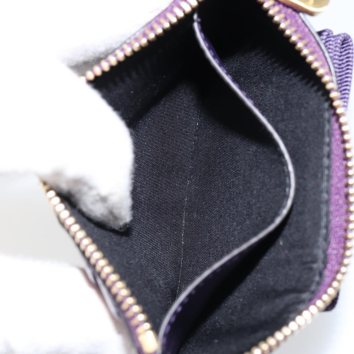 Salvatore Ferragamo Vala Card Case Leather Purple Gold Auth am9178