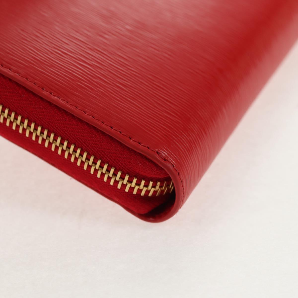 PRADA Long Wallet Leather Red Gold Auth am9179V