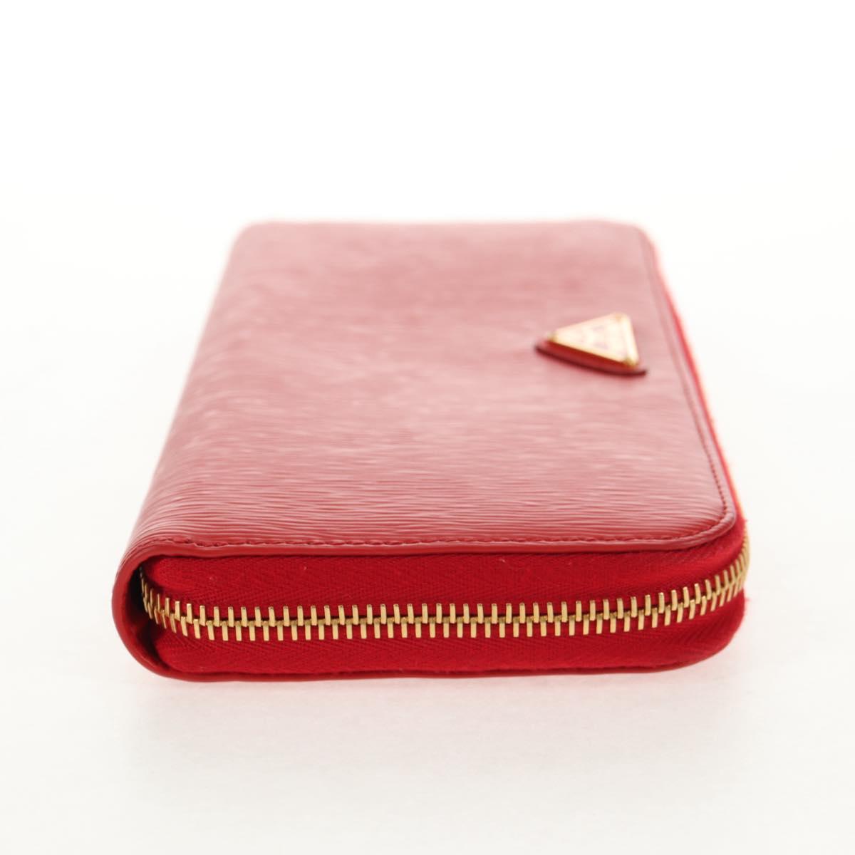 PRADA Long Wallet Leather Red Gold Auth am9179V