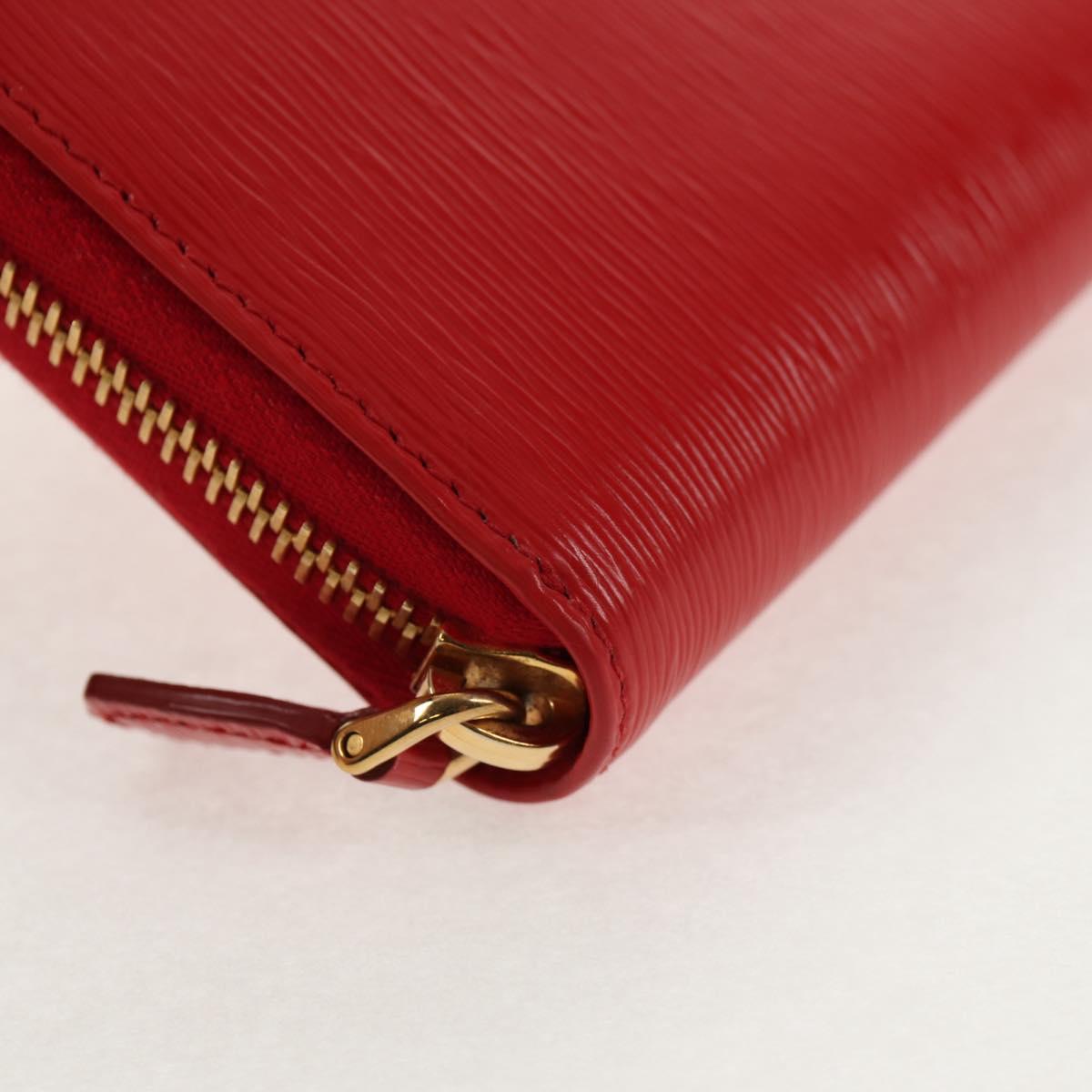 PRADA Long Wallet Leather Red Gold Auth am9179V