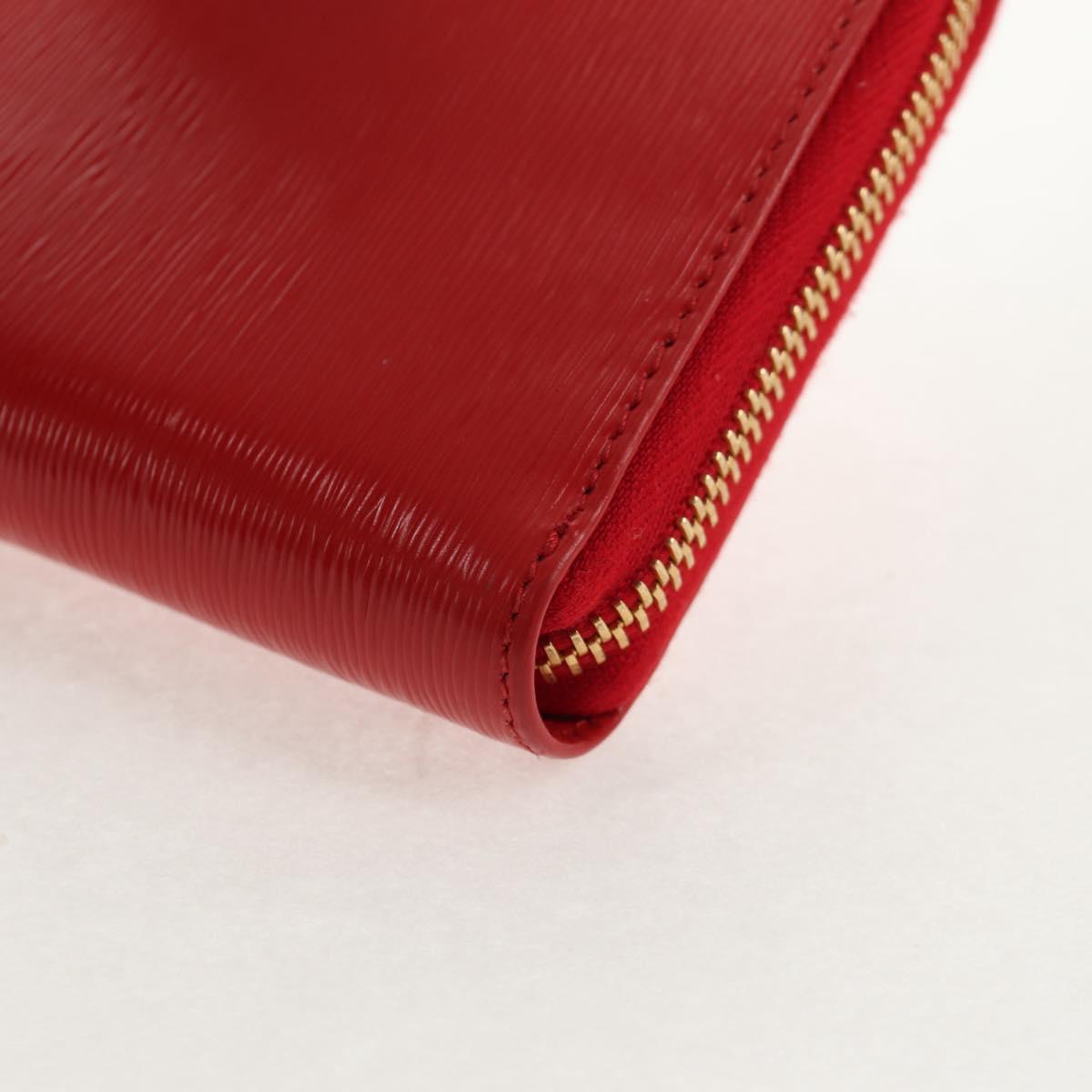 PRADA Long Wallet Leather Red Gold Auth am9179V