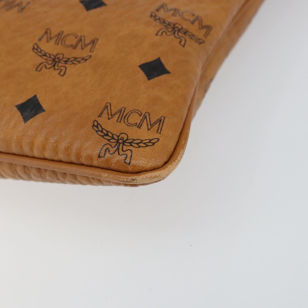 MCM Logogram Vicetos Clutch Bag PVC Leather Brown Gold Auth am9180