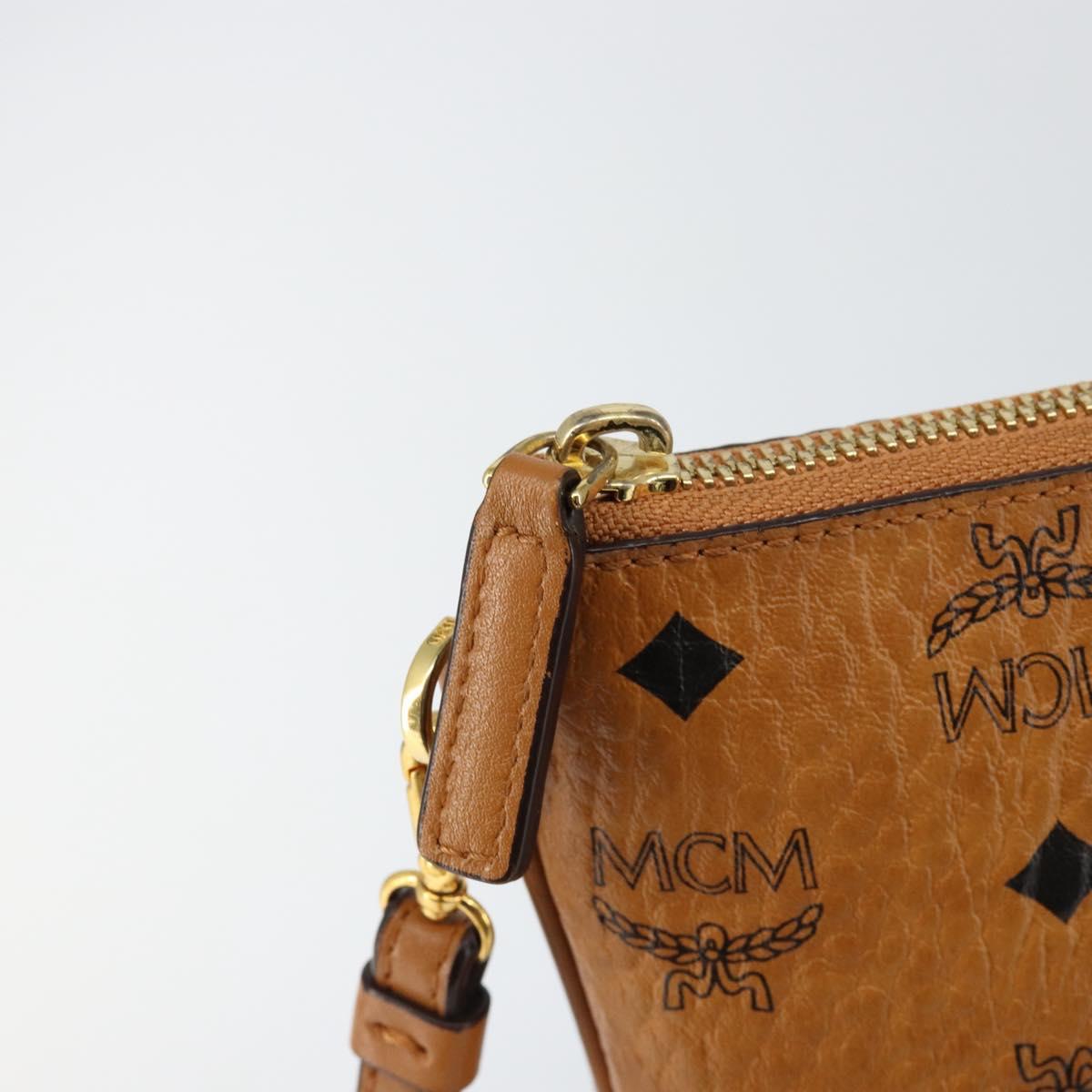 MCM Logogram Vicetos Clutch Bag PVC Leather Brown Gold Auth am9180
