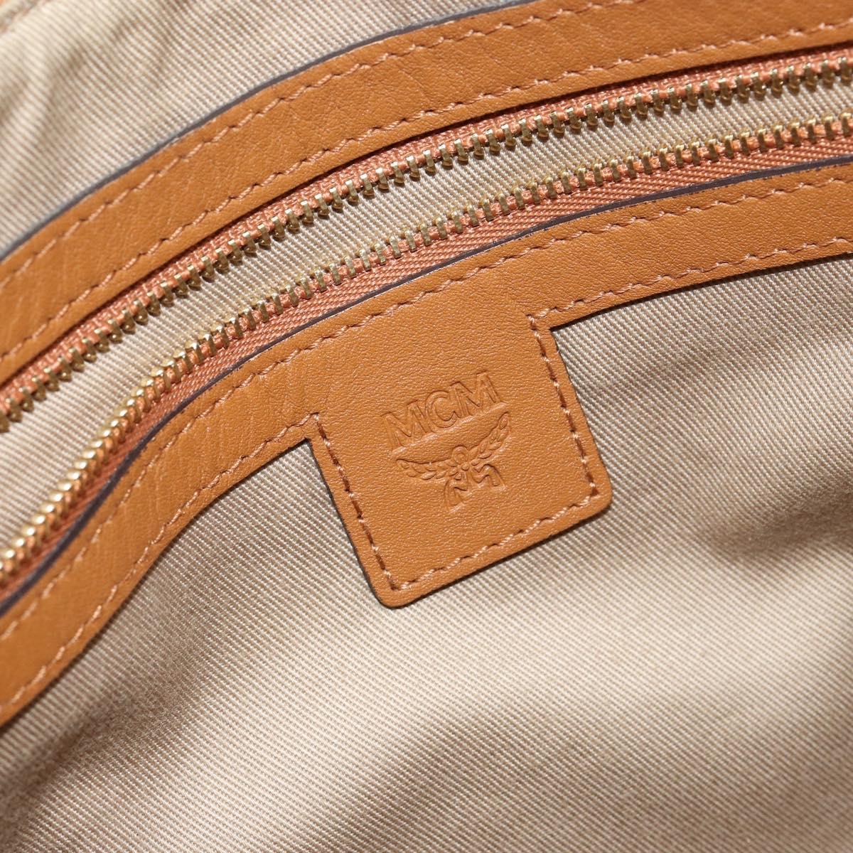 MCM Logogram Vicetos Clutch Bag PVC Leather Brown Gold Auth am9180