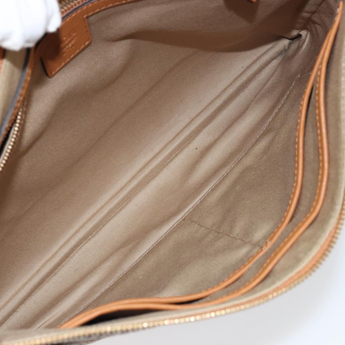 MCM Logogram Vicetos Clutch Bag PVC Leather Brown Gold Auth am9180