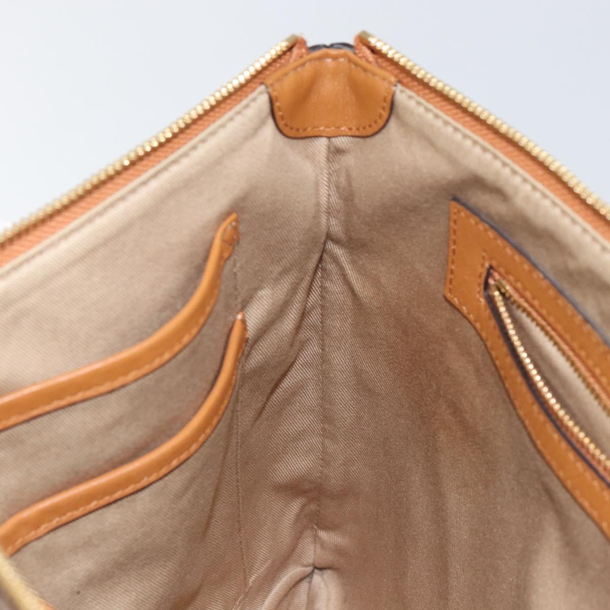 MCM Logogram Vicetos Clutch Bag PVC Leather Brown Gold Auth am9180