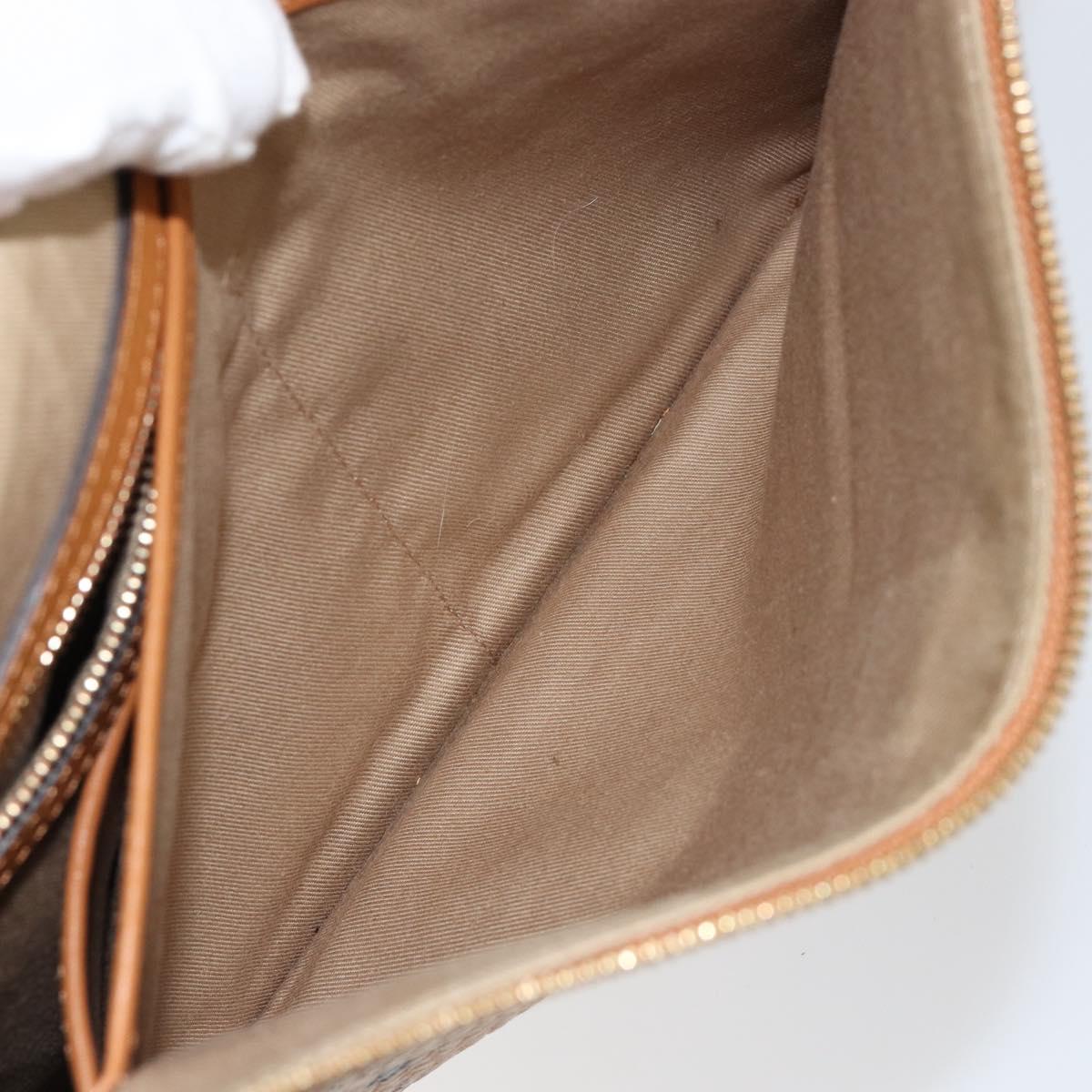 MCM Logogram Vicetos Clutch Bag PVC Leather Brown Gold Auth am9180