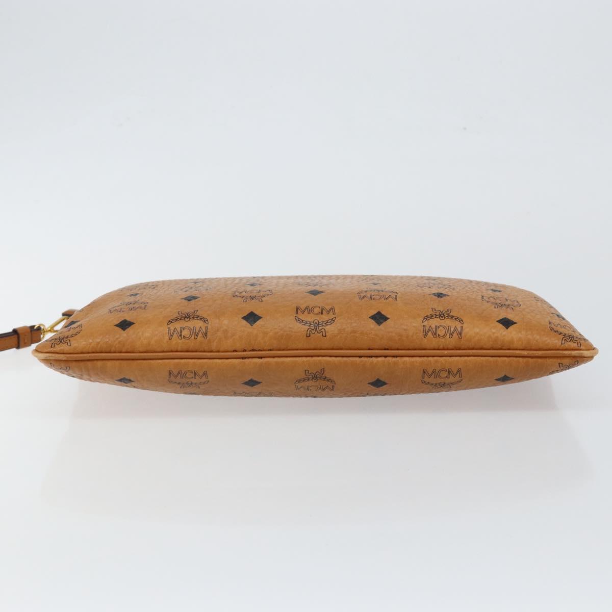 MCM Logogram Vicetos Clutch Bag PVC Leather Brown Gold Auth am9180