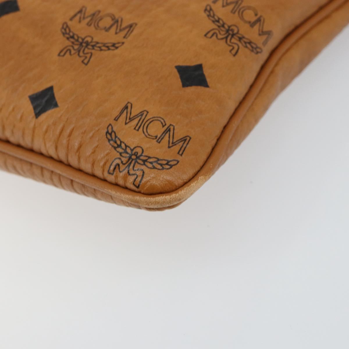 MCM Logogram Vicetos Clutch Bag PVC Leather Brown Gold Auth am9180