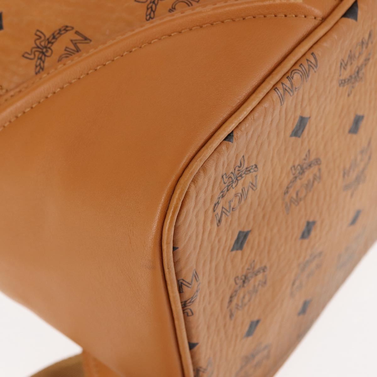 MCM Logogram Vicetos Backpack PVC Leather Brown Gold Auth am9181