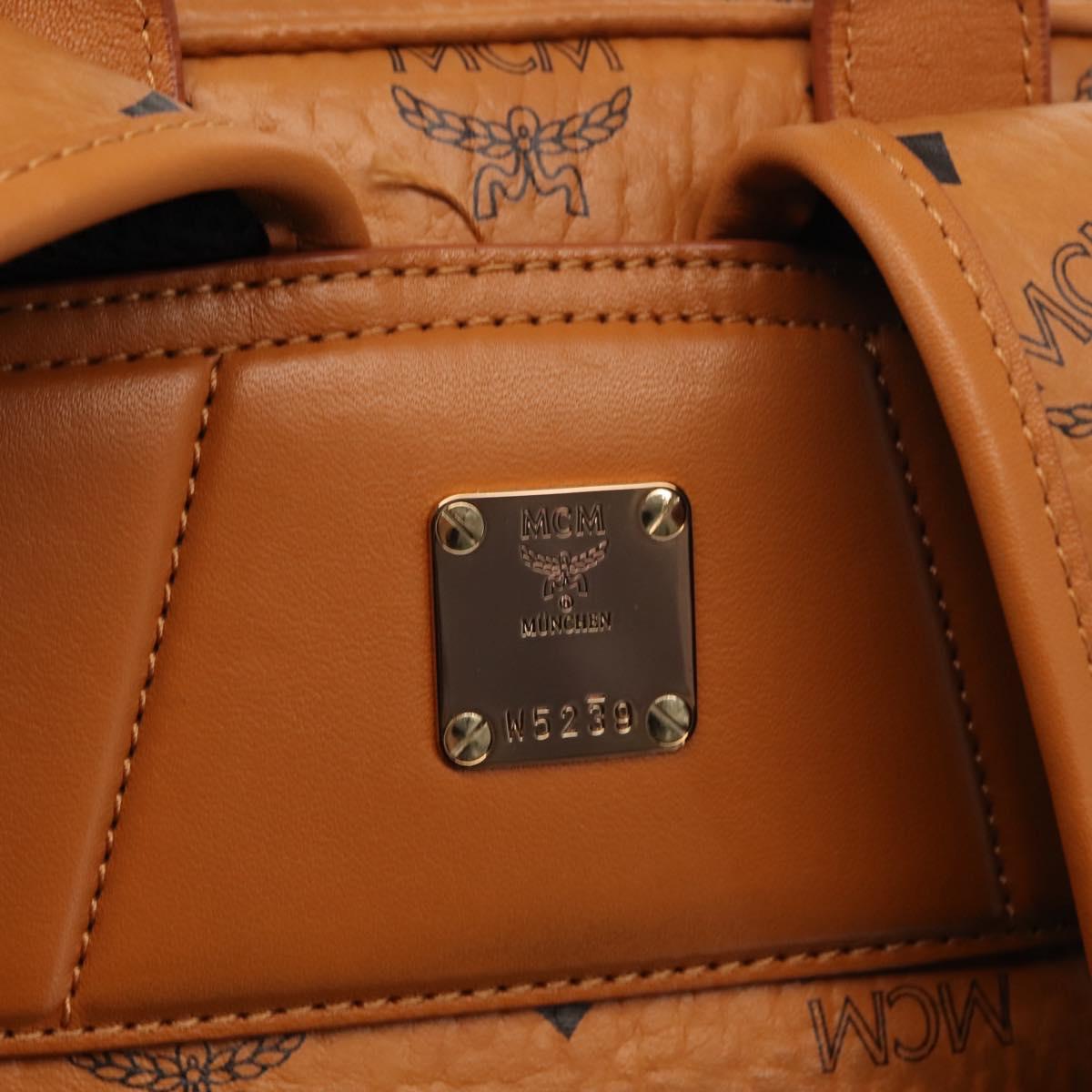 MCM Logogram Vicetos Backpack PVC Leather Brown Gold Auth am9181