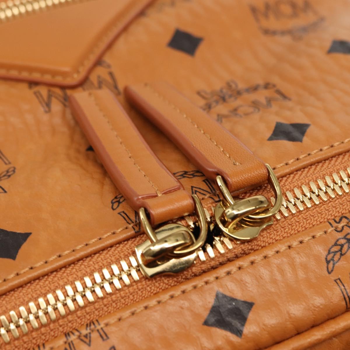 MCM Logogram Vicetos Backpack PVC Leather Brown Gold Auth am9181