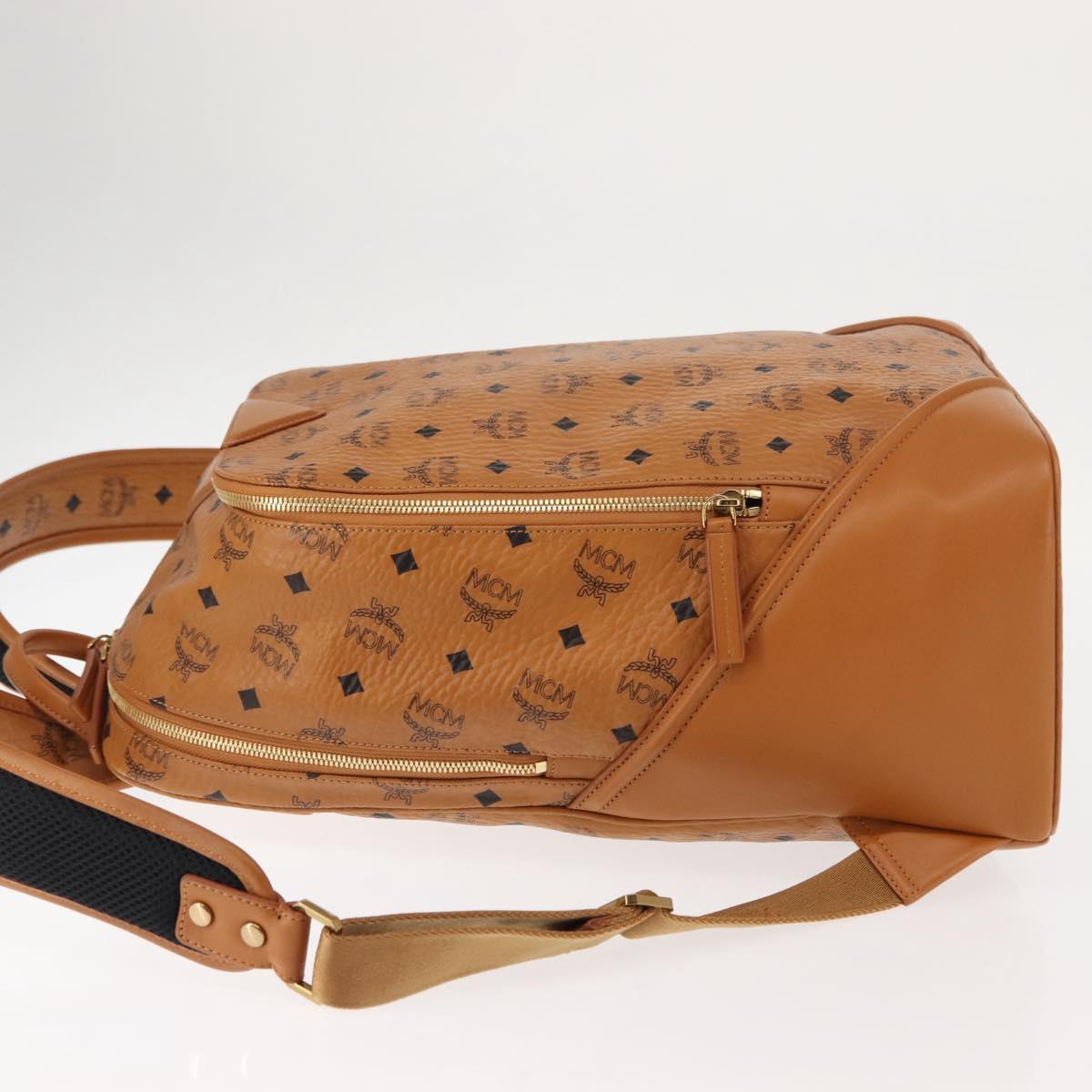 MCM Logogram Vicetos Backpack PVC Leather Brown Gold Auth am9181