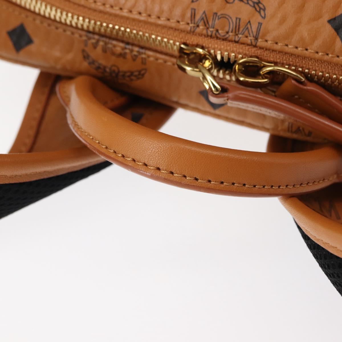 MCM Logogram Vicetos Backpack PVC Leather Brown Gold Auth am9181