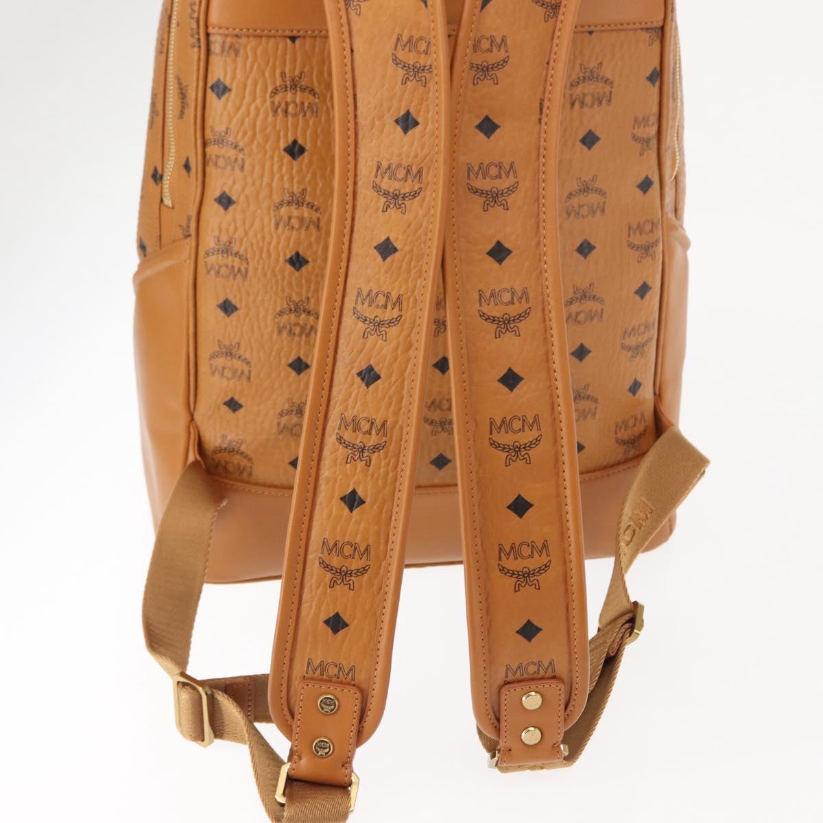 MCM Logogram Vicetos Backpack PVC Leather Brown Gold Auth am9181