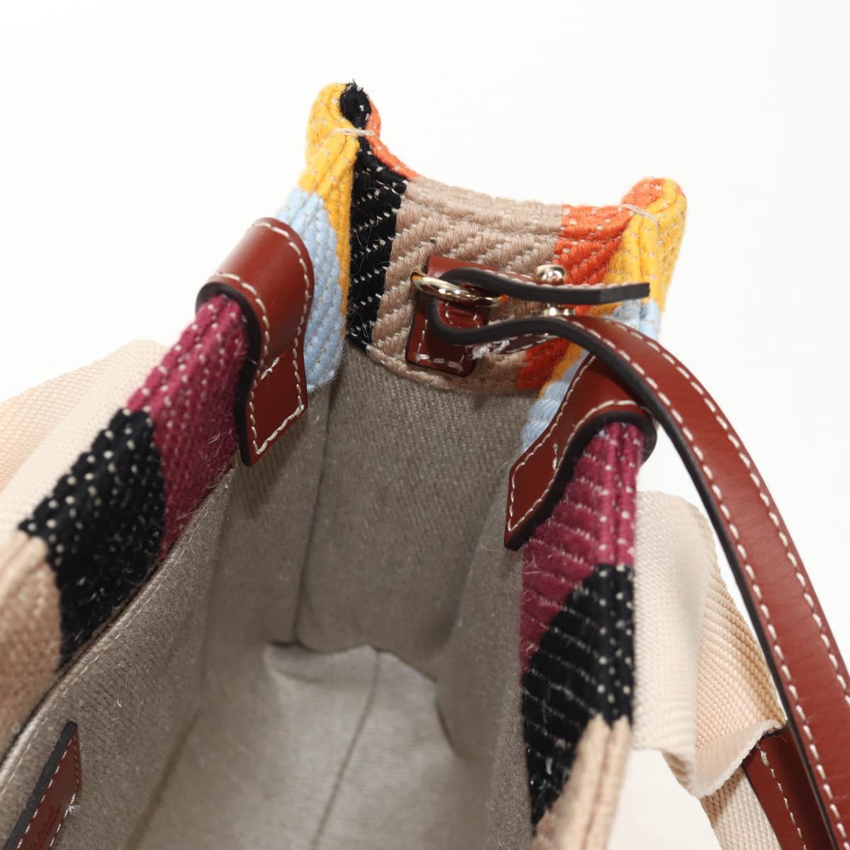 Chloe Woody Small Hand Bag Canvas 2way Beige Auth am9182M