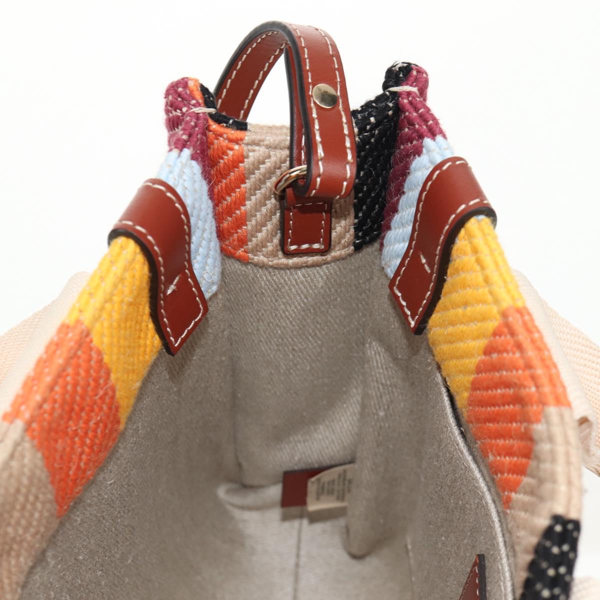 Chloe Woody Small Hand Bag Canvas 2way Beige Auth am9182M