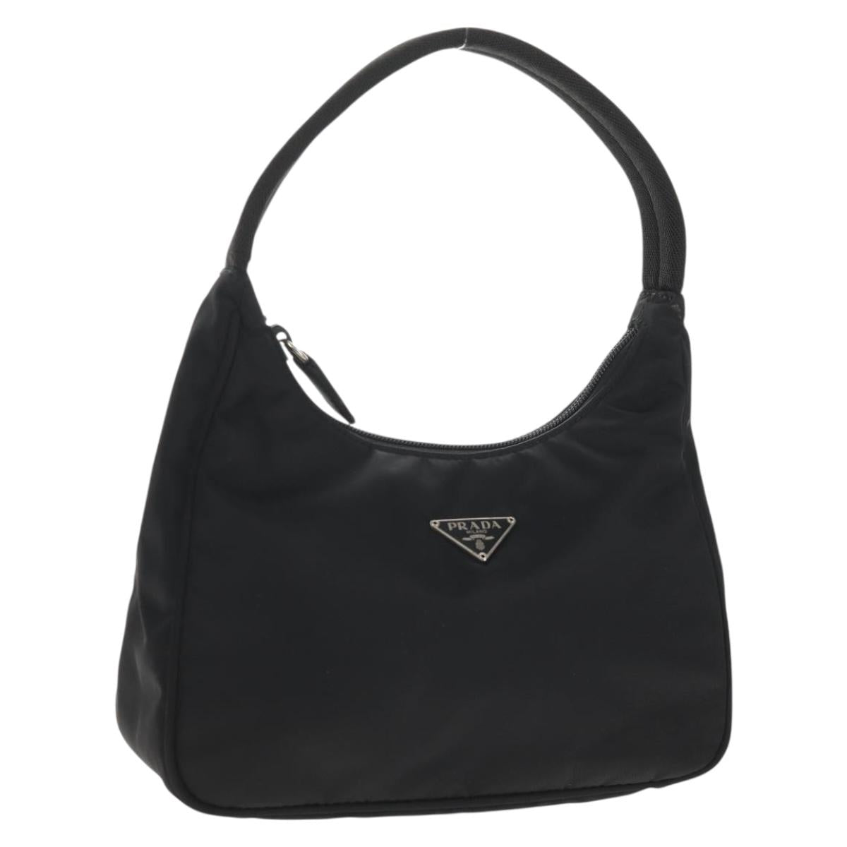 PRADA Hand Bag Nylon Black Silver Auth am9186V