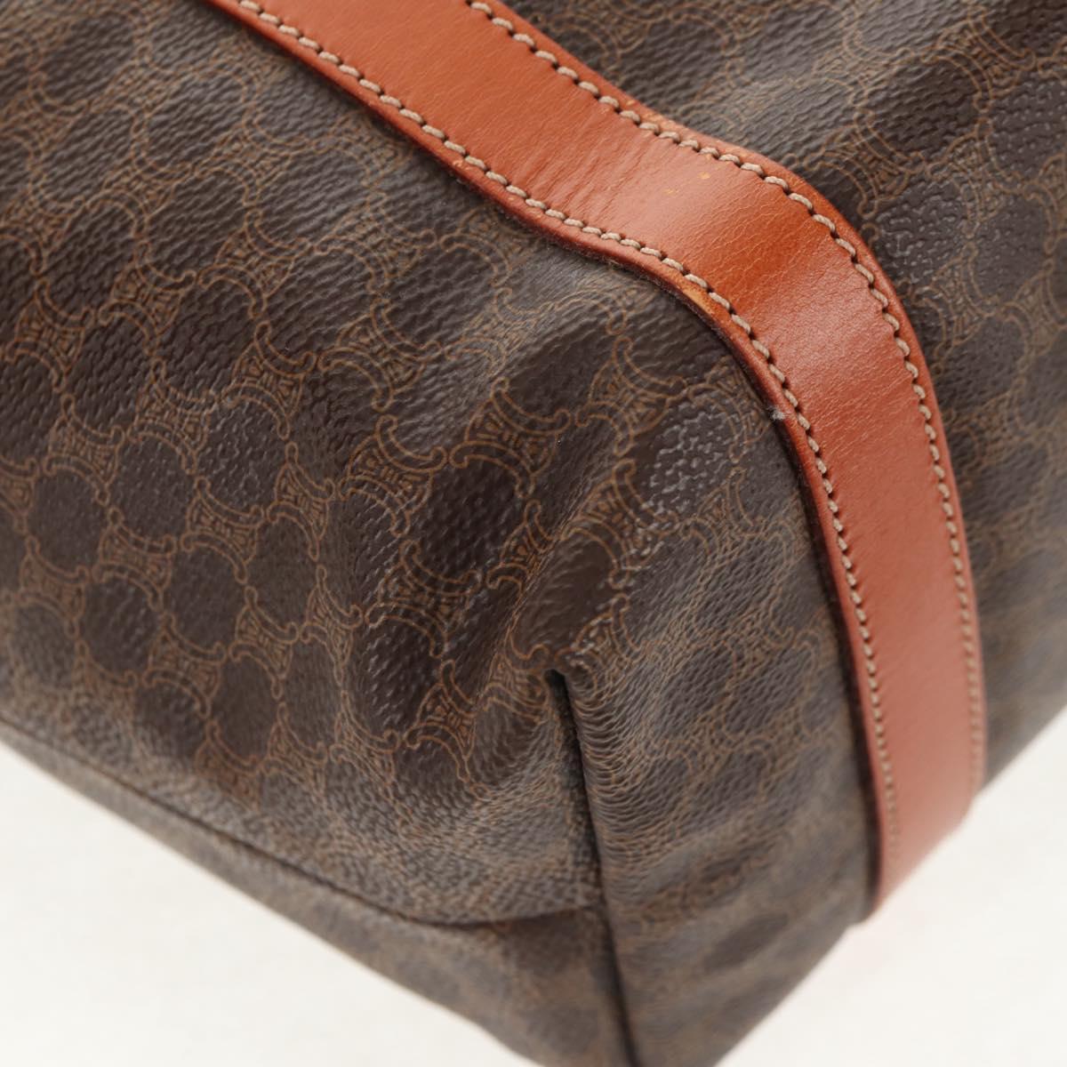CELINE Macadam Canvas Tote Bag PVC Leather Brown Gold Auth am9189V
