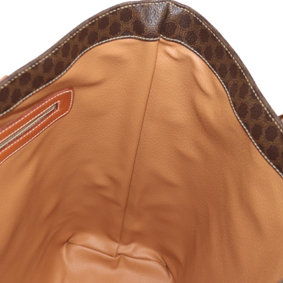 CELINE Macadam Canvas Tote Bag PVC Leather Brown Gold Auth am9189V