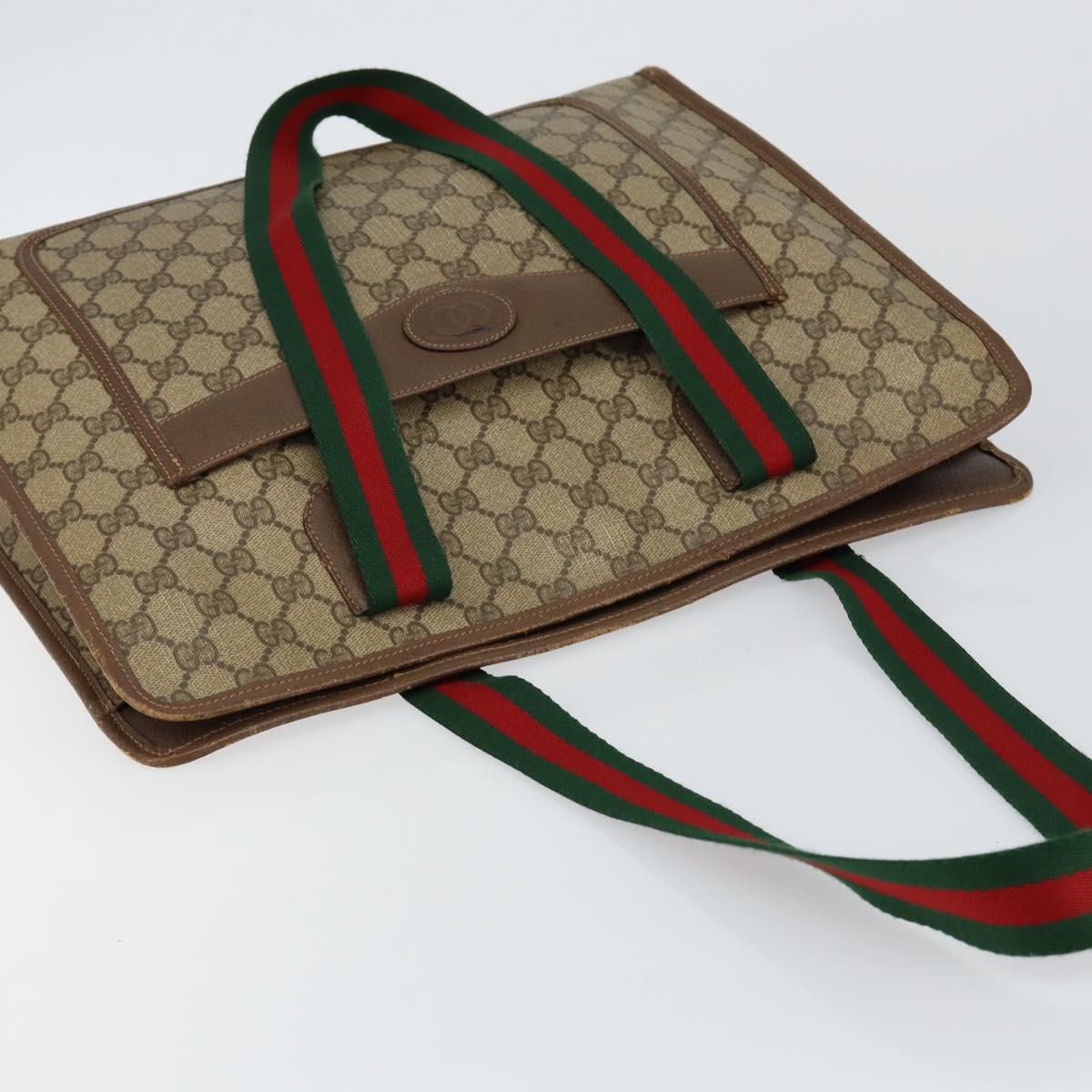 GUCCI GG Supreme Web Sherry Line Tote Bag PVC Beige Red 89 02 997 Auth am9191