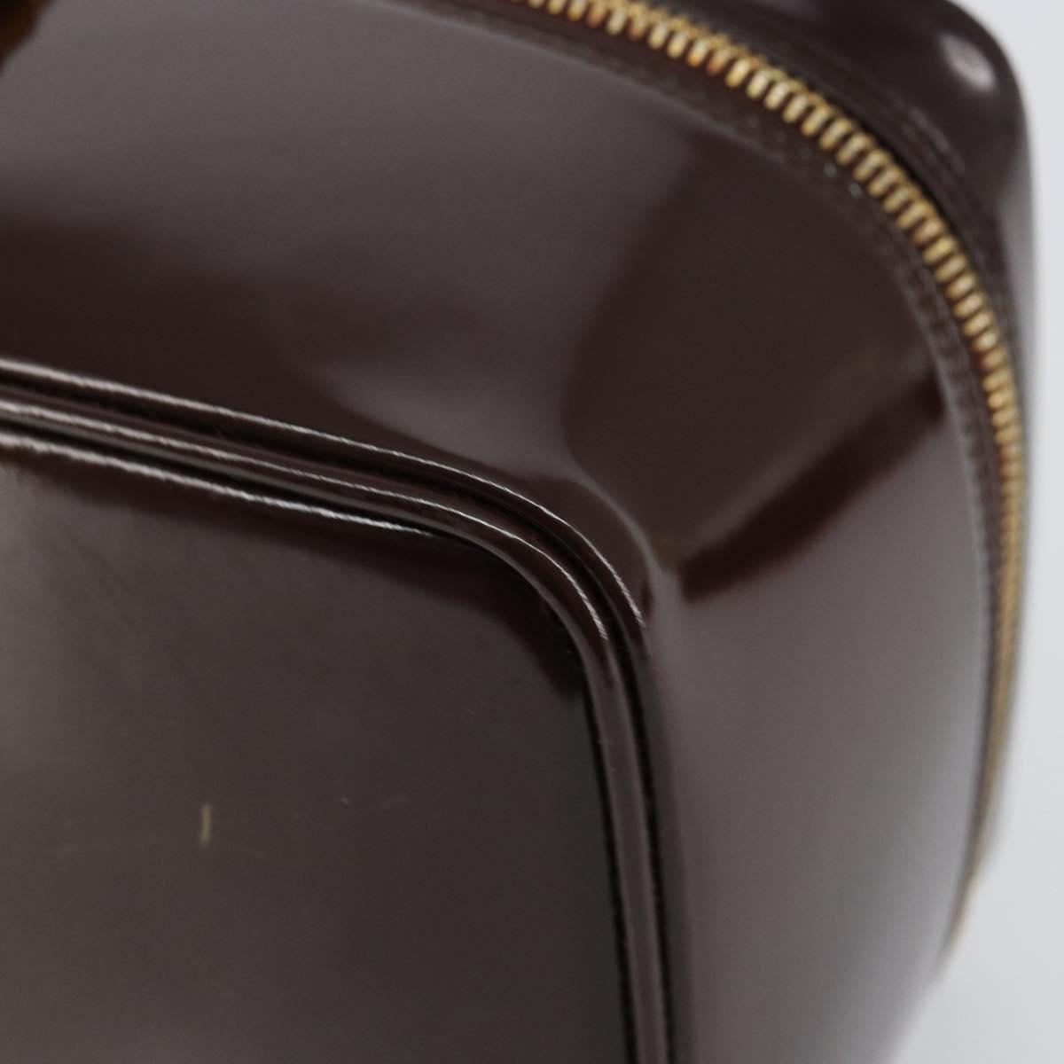 GUCCI Bamboo Vanity Pouch Enamel Brown Gold 032 1956 0150 Auth am9196